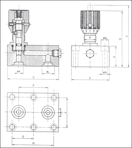 Technical Drawing of Flow Control Valve